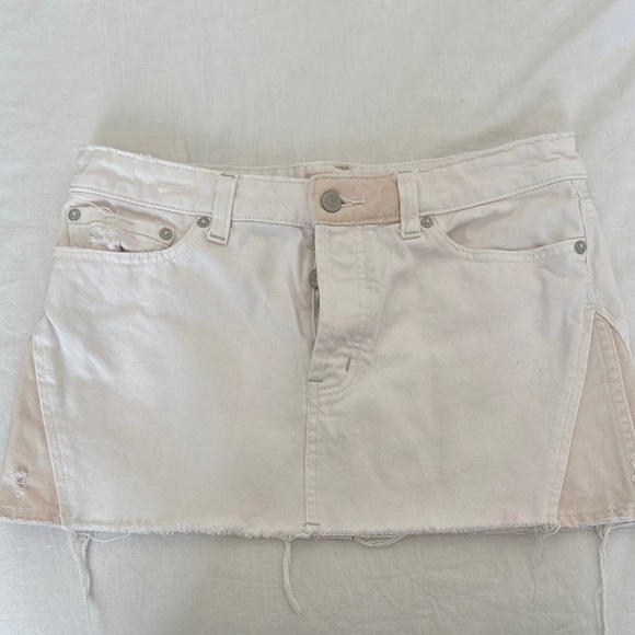 Free People Cream denim Mini Skirt - Picture 1 of 4
